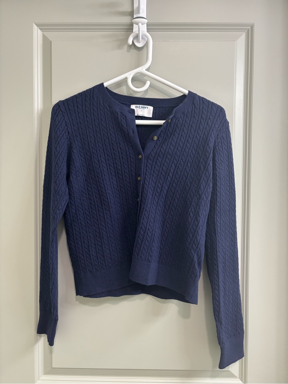 Old Navy Navy Cable-Knit Button-Front Women's Sweater